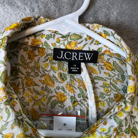 J. Crew Crinkle‎ chiffon button-up shirt in floral vines Size 10 New - Picture 7 of 8